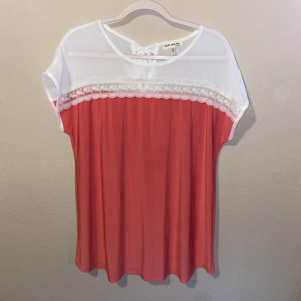 Faith & Joy Women’s Short Sleeve Blouse Pink